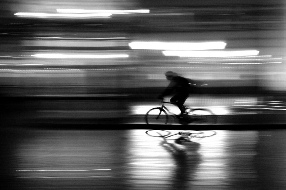 Cyclist at night